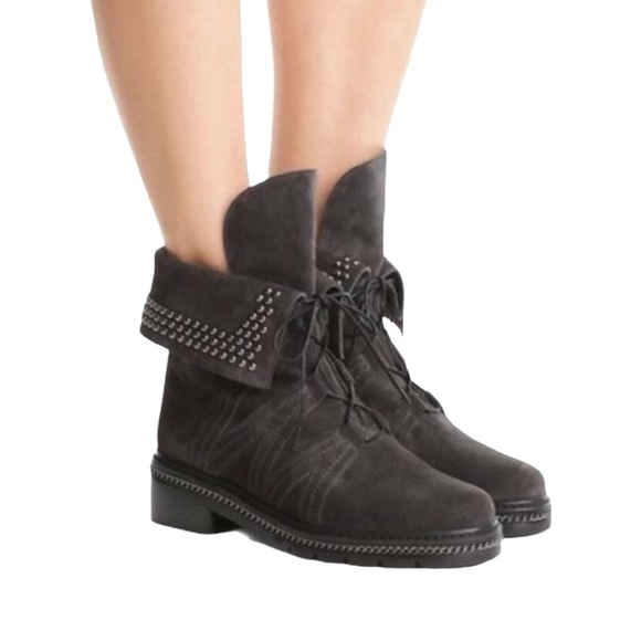 STUART WEITZMAN - Yadastud - Brown Suede Bronze Stud Moto Ankle Boots - NWOT - Picture 16 of 16